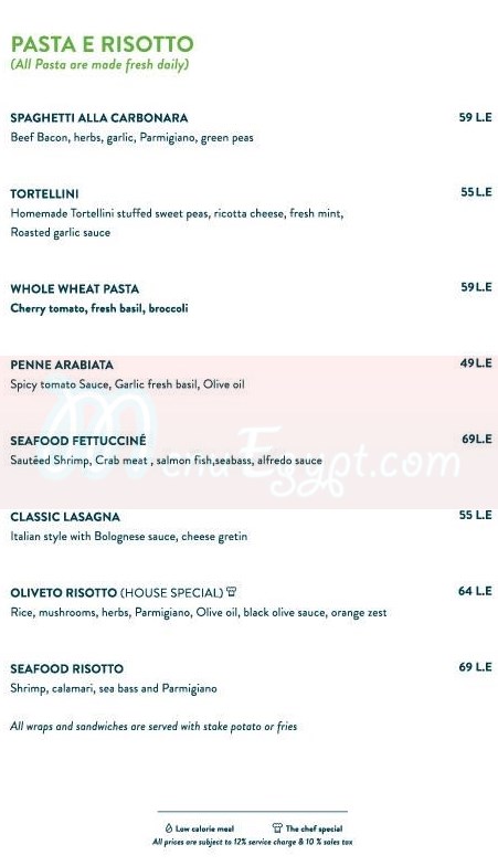 Oliveto menu